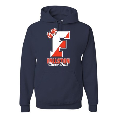 Fallston Cougars navy Cheer Dad pompom hooded sweatshirt cursive