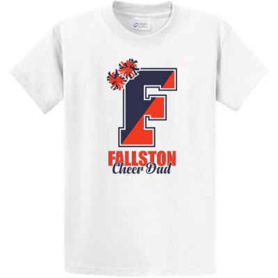 Fallston Cougars white Cheer Dad pompom tee cursive