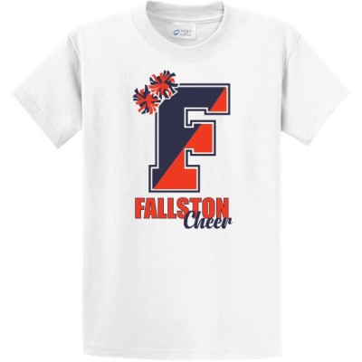 Fallston Cougars white pompom tee cursive Fallston Cougars white pompom tee cursive