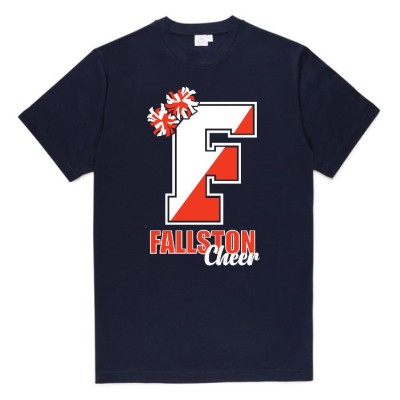 Fallston Cougars navy pompom tee cursive