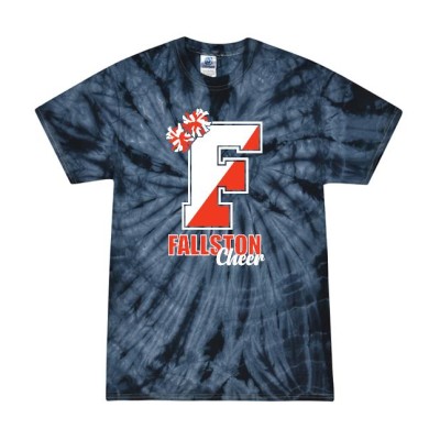 Fallston Cougars navy tie dye pompom tee cursive