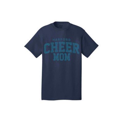 Harford Cheerleading CHEER MOM teal rhinestone tee