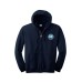 Harford Cheerleading full zip Navy sweatshirt with 11 inch logo
