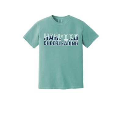 Harford Cheerleading heavy weight comfort colors tee  (11' logo front only)