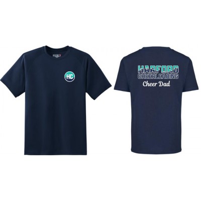Harford Cheerleading "Cheer Dad" navy t-shirt ( front & back)