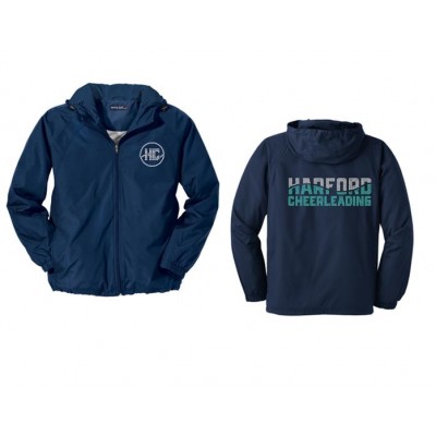 Harford Cheerleading glitter and rhinestone hooded jacket