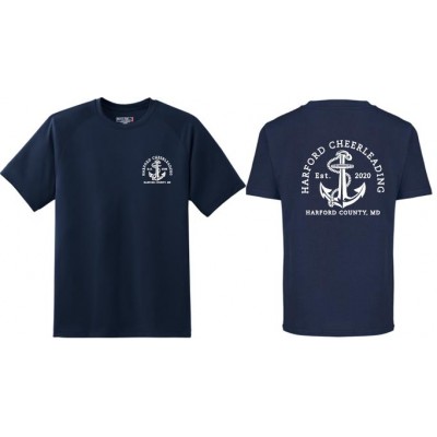 Harford Cheerleading navy short sleeve anchor tee