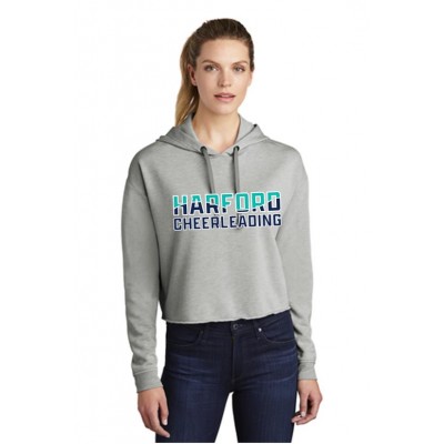 Harford Cheerleading gray 11 inch logo crop hooded sweatshirt 