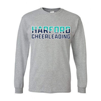 Harford Cheerleading gray 11 inch logo long sleeve tee Harford Cheerleading gray 11 inch logo long sleeve tee
