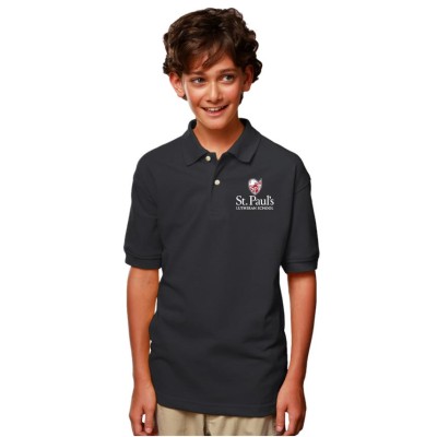 *St. Paul's Lutheran School black  embroidered polo (Youth)