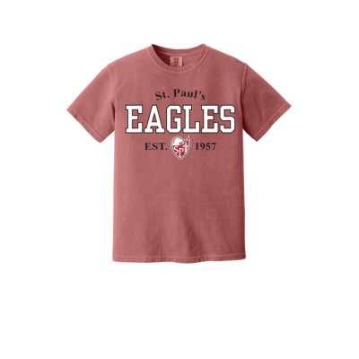 St. Paul's Lutheran School EAGLES heavy weight comfort color tee-crimson