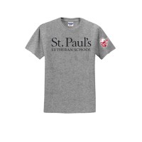 St. Paul's Lutheran School gray t-shirt- Isaiah 41:10 on back