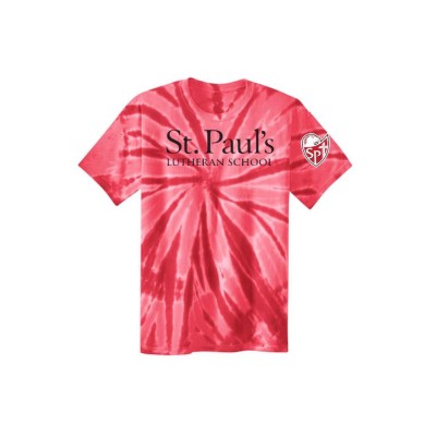 St. Paul's Lutheran School red tie dye t-shirt